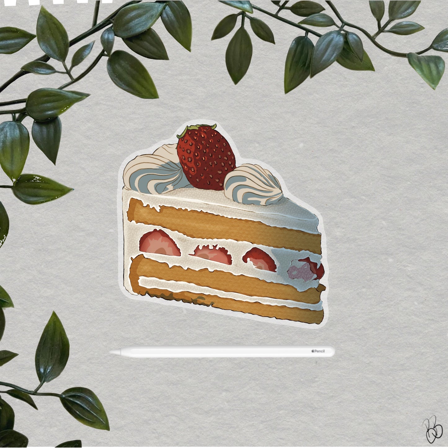 Strawberry Cake Slice Sticker