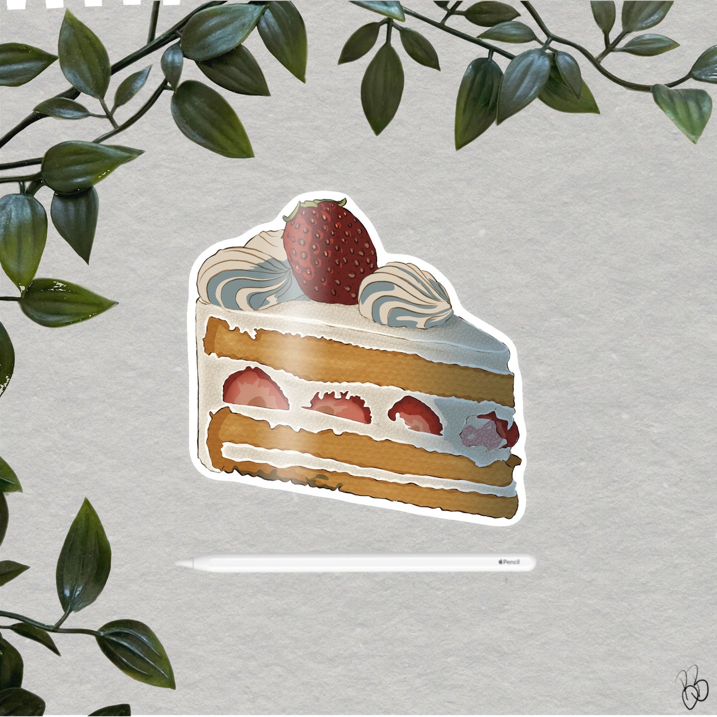 Strawberry Cake Slice Sticker